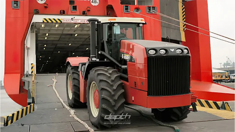 Unloading Tractor from RoRo Vessel